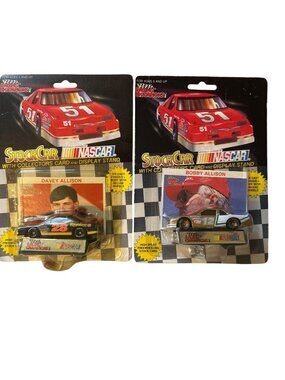 Vintage Racing Champions NASCAR Die-Cast Cars With Cards & Display Stand - Bobby